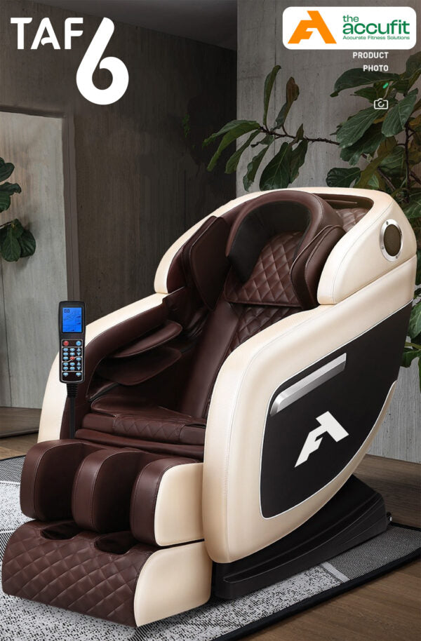 TheAccuFit 4D Air Body Massage Chair with Zero Gravity Recliner & Bluetooth Foot Massager - Brown
