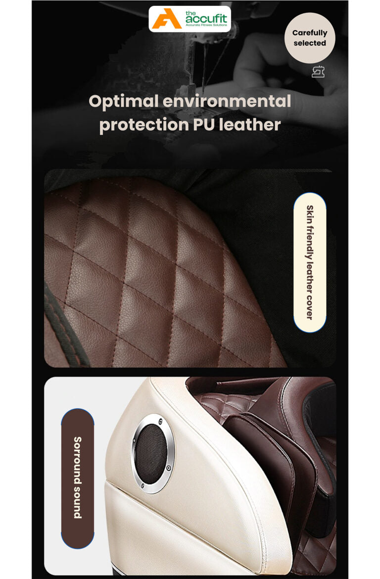 TheAccuFit 4D Air Body Massage Chair with Zero Gravity Recliner & Bluetooth Foot Massager - Brown