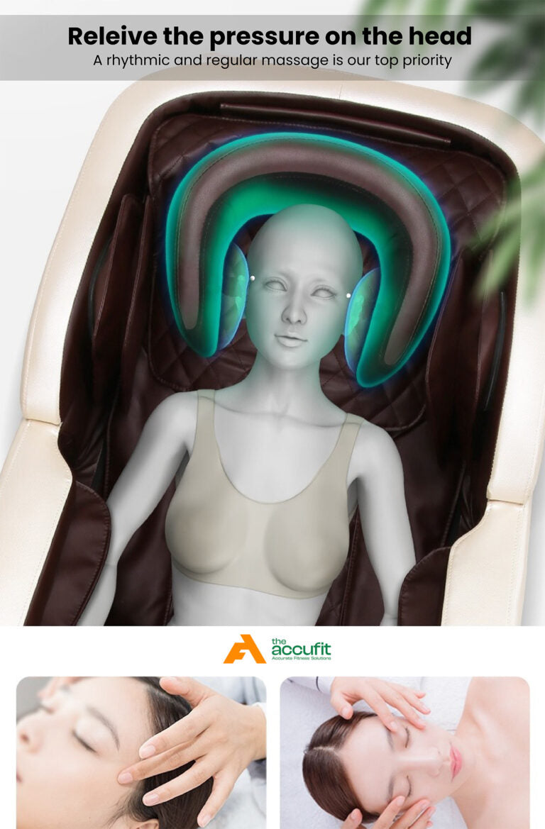 TheAccuFit 4D Air Body Massage Chair with Zero Gravity Recliner & Bluetooth Foot Massager - Brown