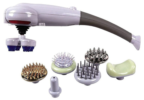 AccuFit 7-in-1 body massager with multiple interchangeable massage heads for targeted massage.
