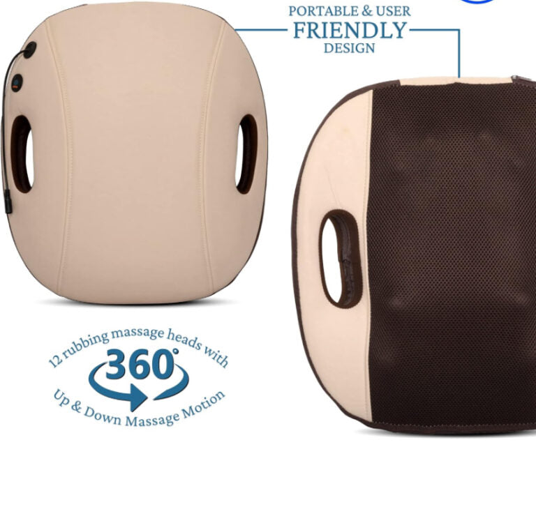 Electric Car and Home Portable Handle Butterfly Kneading Body Shiatsu Back Massage Cushion by AccuFit